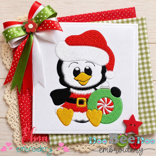 Sweet Santa Penguin Holiday Friend - Fill Stitch – Machine Embroidery Design
