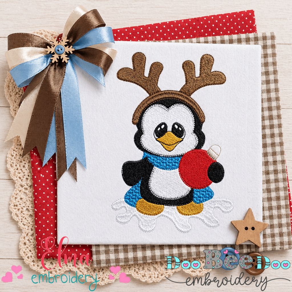 Cozy Reindeer Penguin Winter Friend - Fill Stitch – Machine Embroidery Design