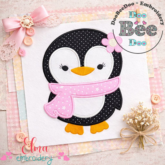 Winter Penguin with Scarf - Appliqué – Machine Embroidery File