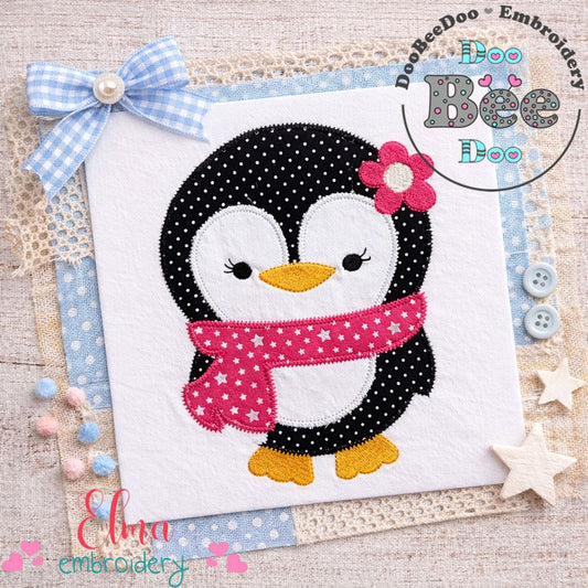 Penguin Zigzag – Appliqué – Machine Embroidery Design