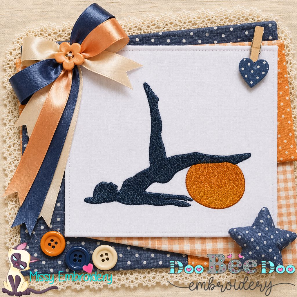 Elegant Pilates Girl with Ball - Fill Stitch - Machine Embroidery Design