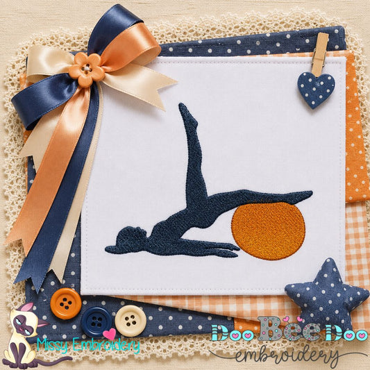 Elegant Pilates Girl with Ball - Fill Stitch - Machine Embroidery Design