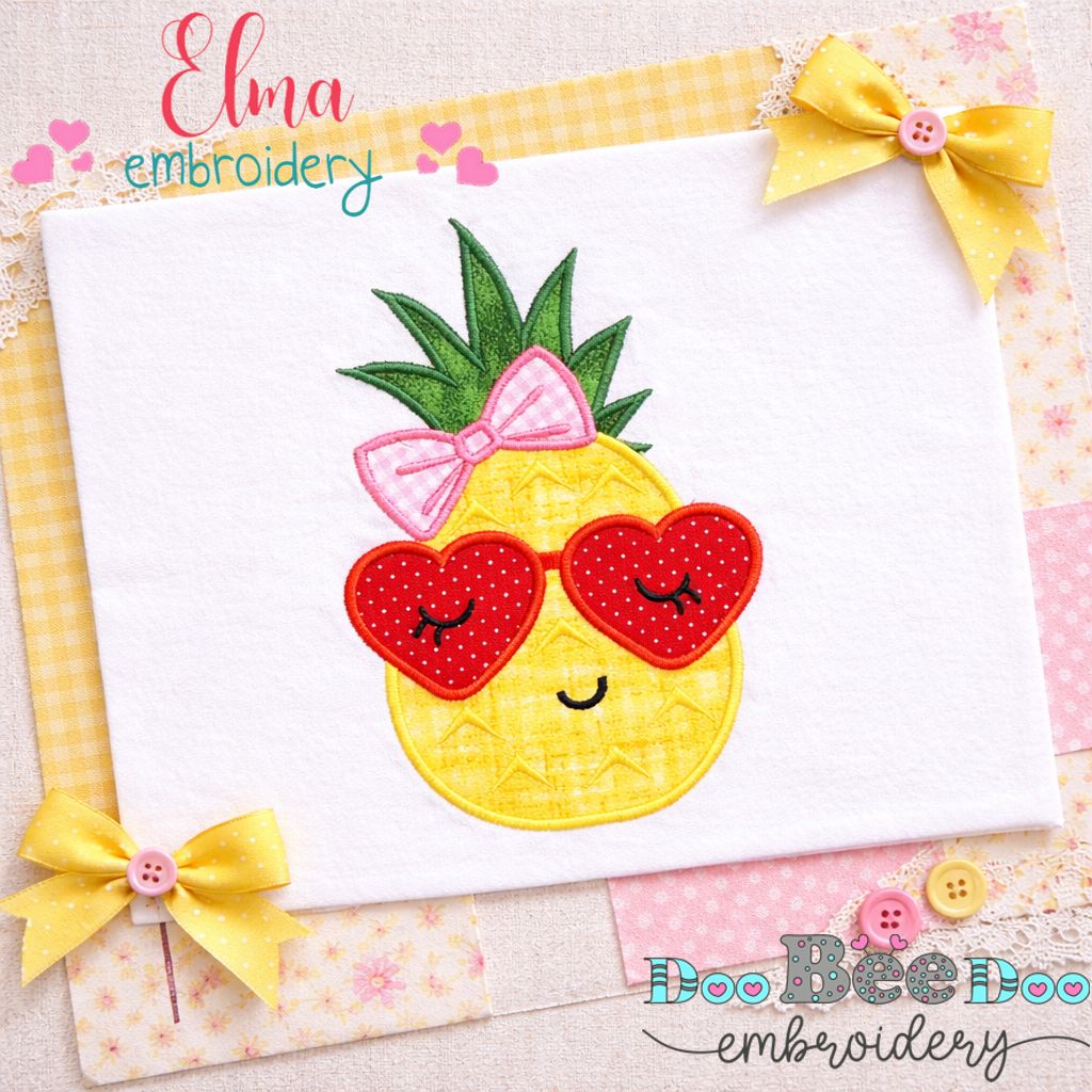 Sweet Summer Pineapple – Appliqué – Machine Embroidery Design