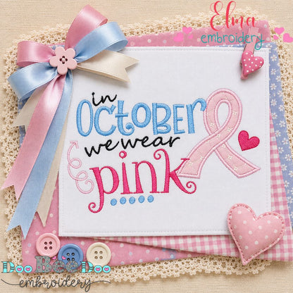 October Hope Ribbon - Appliqué - Machine Embroidery Design