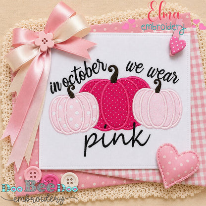 Pink Pumpkin Trio - Appliqué - Machine Embroidery Design