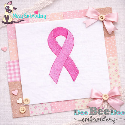 Pink October Ribbon – Fill Stitch – Machine Embroidery Design