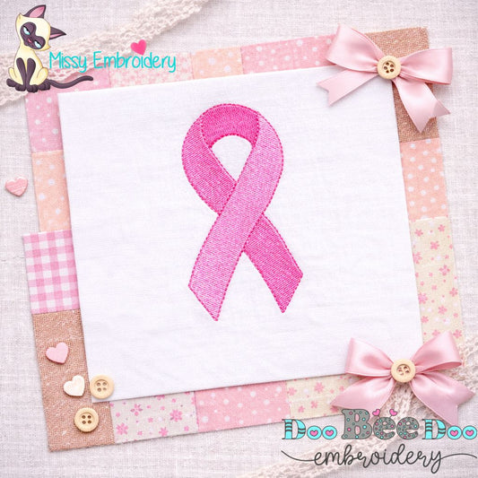 Pink October Ribbon – Fill Stitch – Machine Embroidery Design