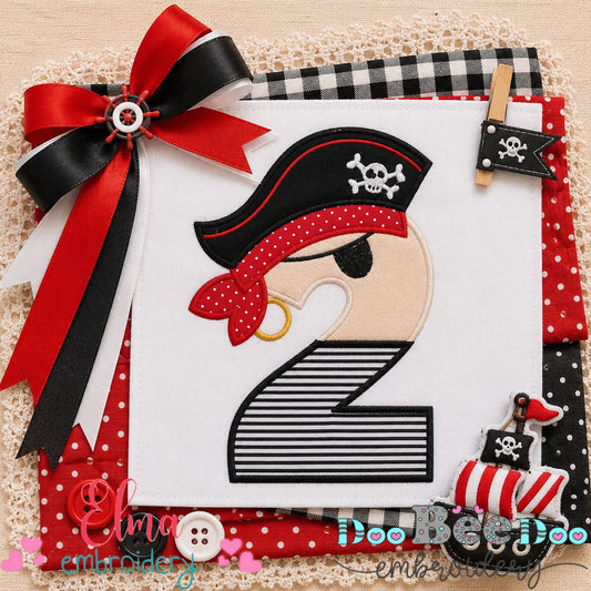 Pirate Number 2 - Applique - Machine Embroidery Design