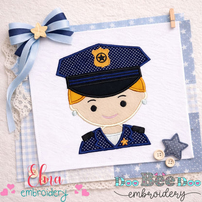 Police Officer Girl - Appliqué - Machine Embroidery Design