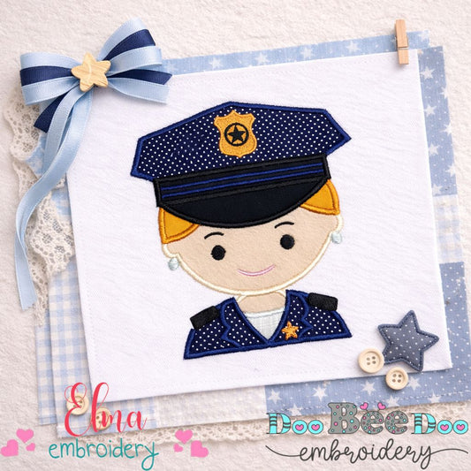 Police Officer Girl - Appliqué - Machine Embroidery Design