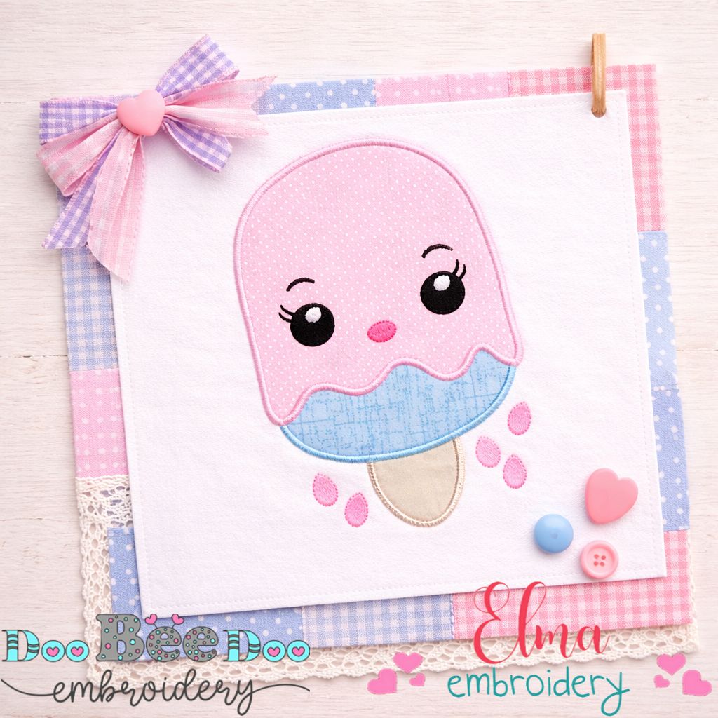 Sweet Popsicle Girl - Appliqué - Machine Embroidery Design