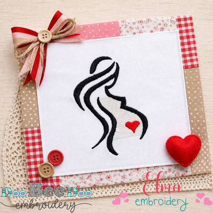 Elegant Pregnant Woman Silhouette – Satin Stitch – Machine Embroidery Design