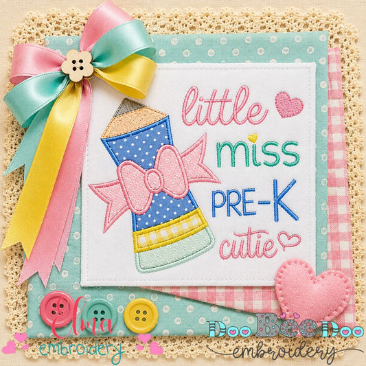Little Miss Pre-K - Applique - Machine Embroidery Design