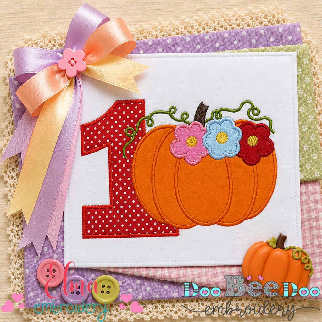 Pumpkin Birthday One - Appliqué - Machine Embroidery Design