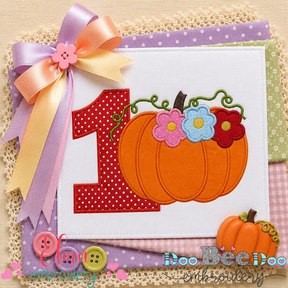 Pumpkin Birthday One - Appliqué - Machine Embroidery Design