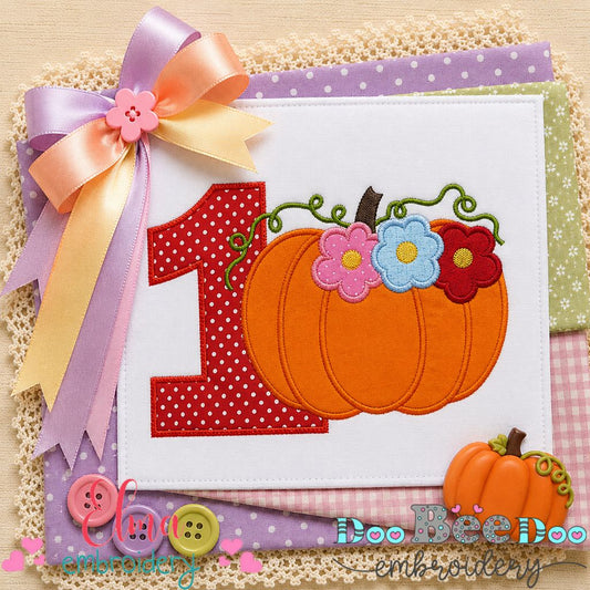 Pumpkin Birthday One - Appliqué - Machine Embroidery Design
