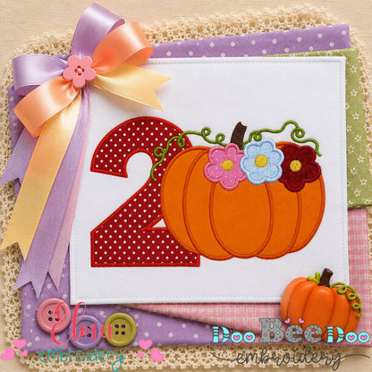 Pumpkin Birthday Two - Appliqué - Machine Embroidery Design