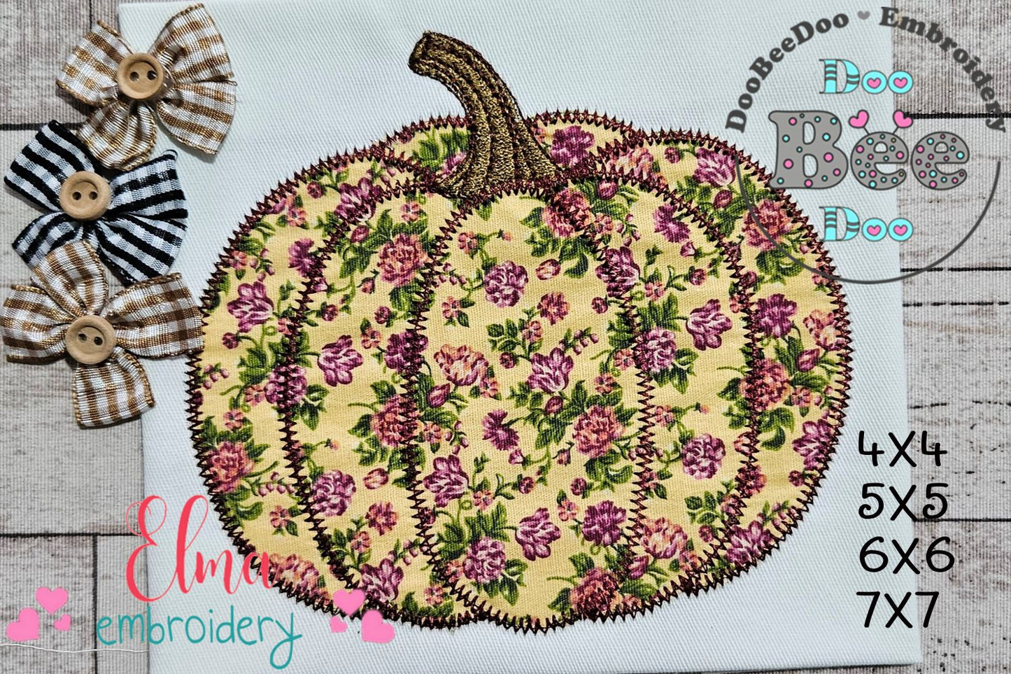 Pumpkin Applique Design - Zigzag Stitch - Machine Embroidery