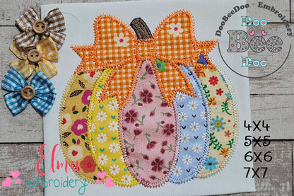 Sweet Patchwork Pumpkin – Zigzag Applique – Machine Embroidery Design