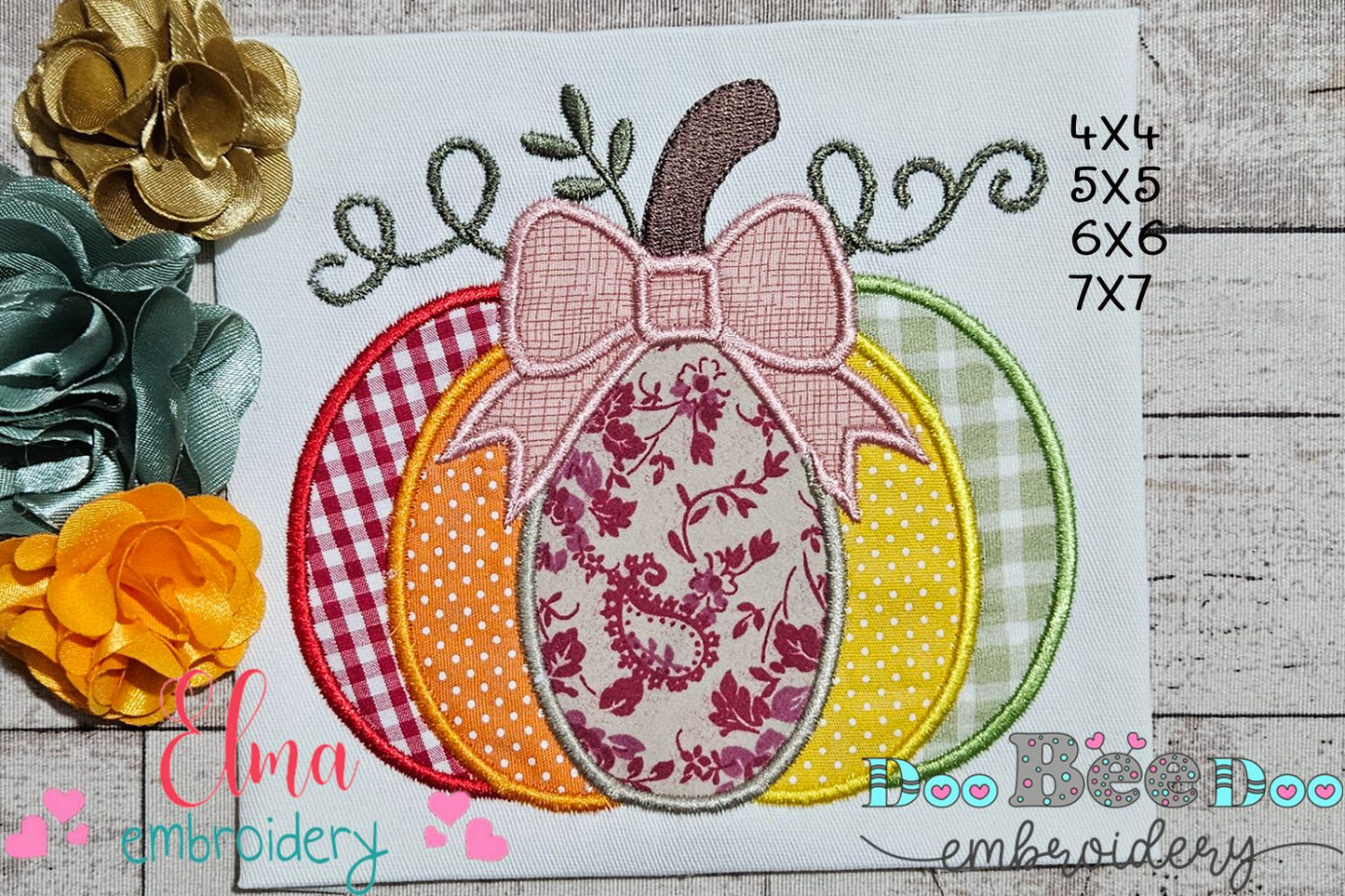 🎃 Pumpkin with Bow – Applique – Machine Embroidery Design 🎀🍂