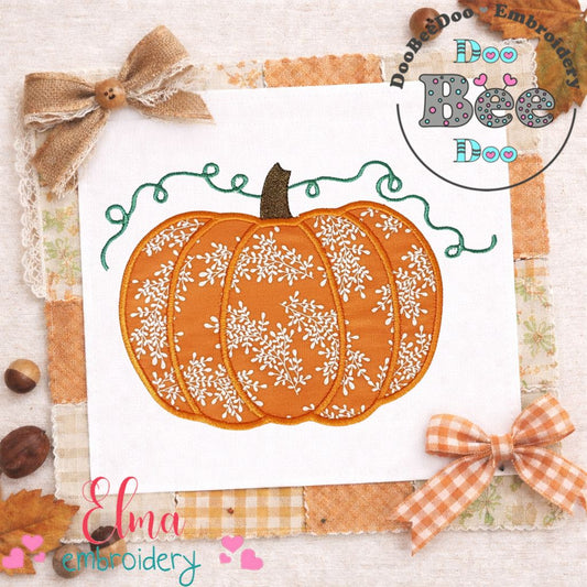 Floral Pumpkin – Appliqué – Machine Embroidery Design