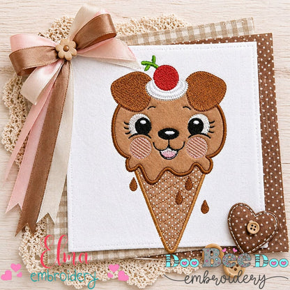 Sweet Ice Cream Puppy Delight - Appliqué – Machine Embroidery Design