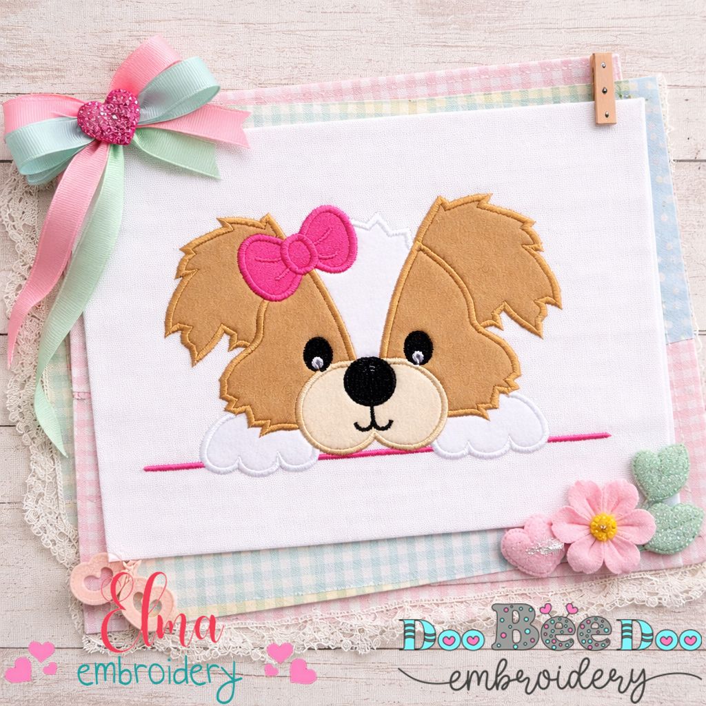 Split Puppy Dog Girl - Appliqué - Machine Embroidery Design