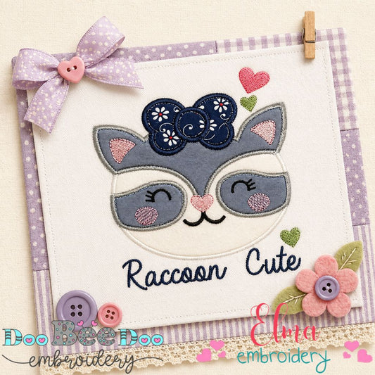 Adorable Raccoon Sweet Face – Appliqué - Machine Embroidery Design