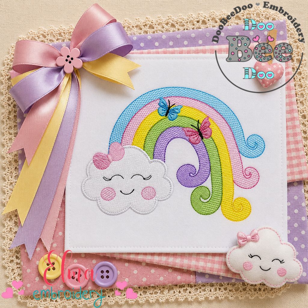 Dreamy Rainbow Cloud - Appliqué - Machine Embroidery Design
