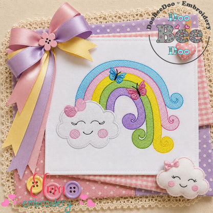 Dreamy Rainbow Cloud - Appliqué - Machine Embroidery Design
