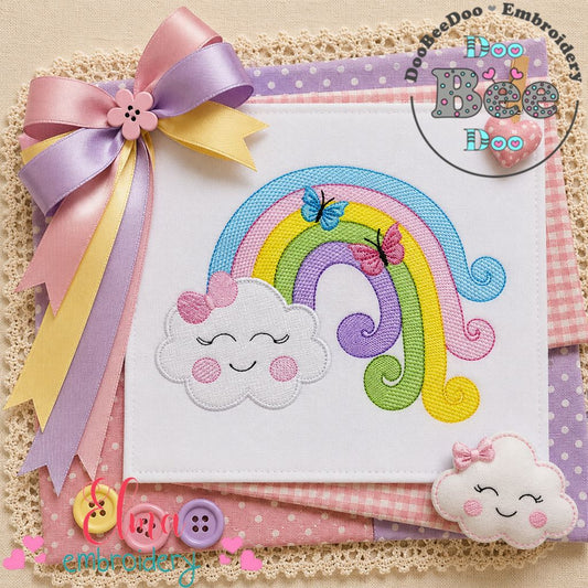 Dreamy Rainbow Cloud - Appliqué - Machine Embroidery Design