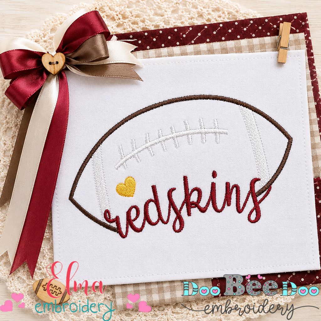 Redskins Football – Satin Stitch – Machine Embroidery Design