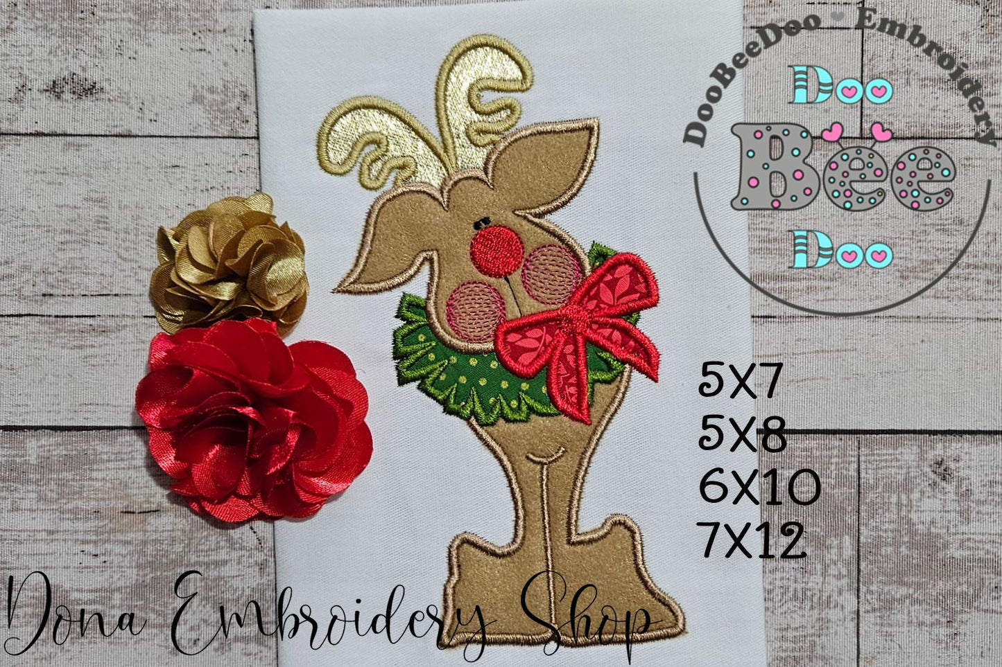 Cute Christmas Reindeer 🎄 – Appliqué – Machine Embroidery Design