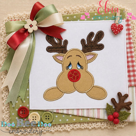 Sweet Christmas Reindeer - Appliqué - Machine Embroidery Design