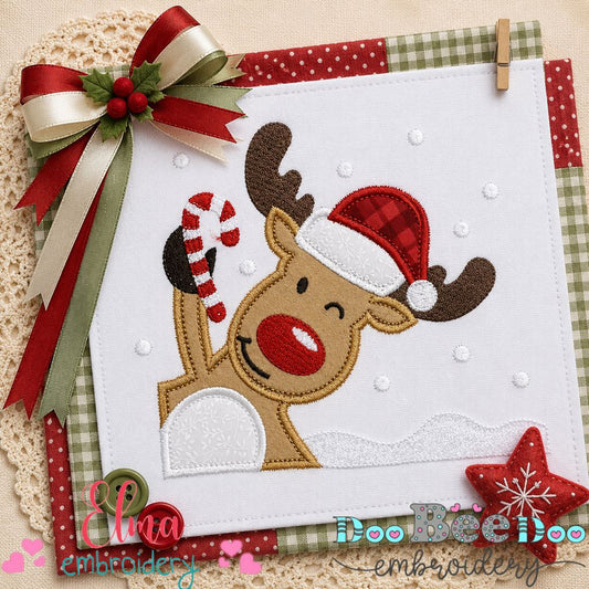 Cute Christmas Reindeer - Applique – Machine Embroidery Design