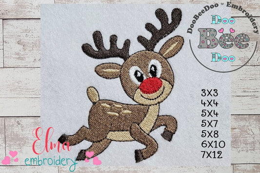 Cute Reindeer Joy – Fill Stitch – Machine Embroidery Design