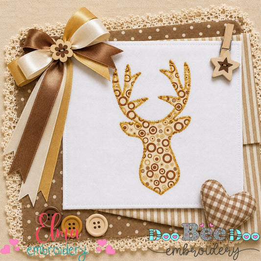 Rustic Deer Silhouette - Zig Zag Stitch - Machine Embroidery Design