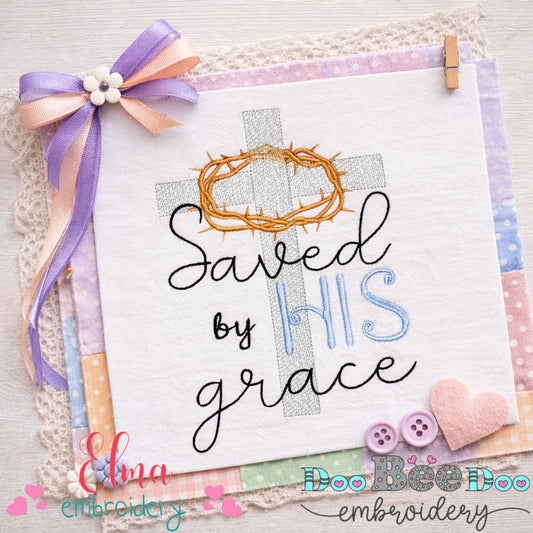 Saved by His Grace Cross – Sketch Stitch – Machine Embroidery Design