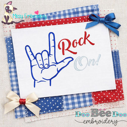 Rock On Hand Embroidery Design – Satin Stitch – Machine Embroidery Design