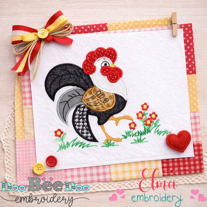 Farm Rooster - Appliqué - Machine Embroidery Design