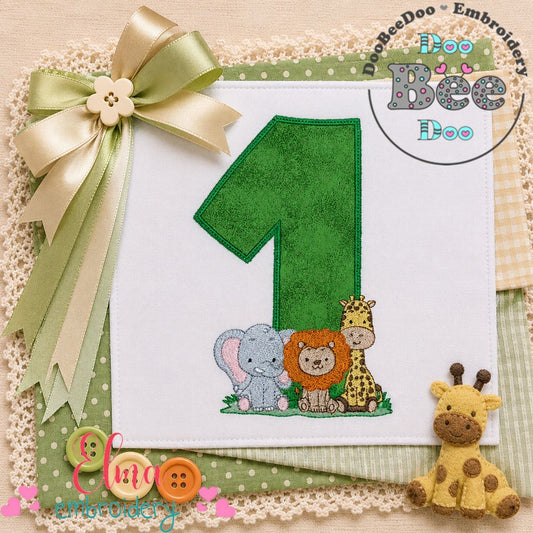 Safari First Birthday - Applique - Machine Embroidery Design