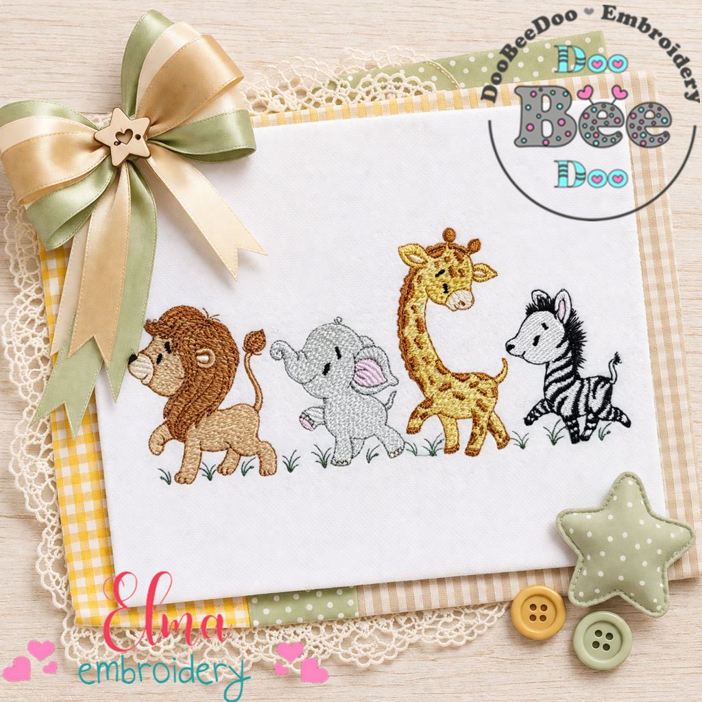 Safari Animals Friends Parade - Sketch Stitch – Machine Embroidery Design
