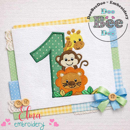 Safari Friends Birthday One – Appliqué – Machine Embroidery Design