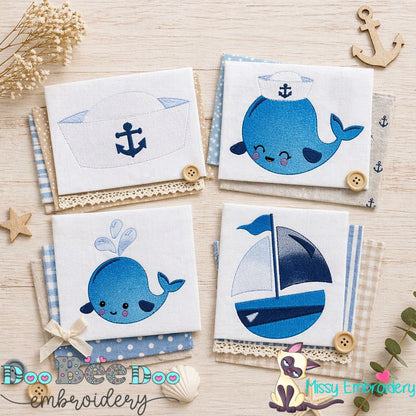 Sailor Whale & Nautical Set – Sketch Stitch – Machine Embroidery Design