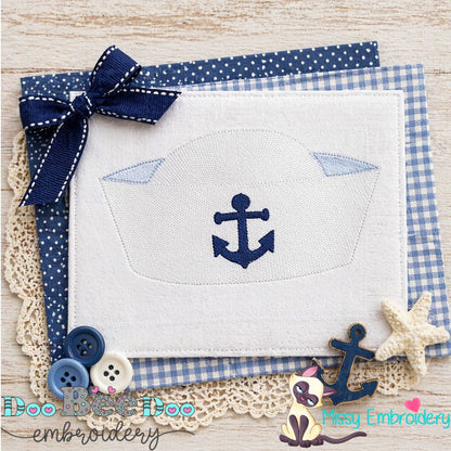 Classic Sailor Hat with Anchor - Sketch Stitch - Machine Embroidery Design