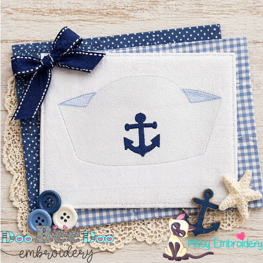 Classic Sailor Hat with Anchor - Sketch Stitch - Machine Embroidery Design