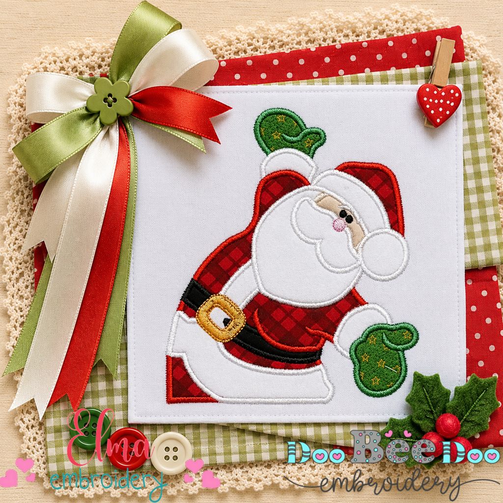Waving Santa Claus - Appliqué - Machine Embroidery Design