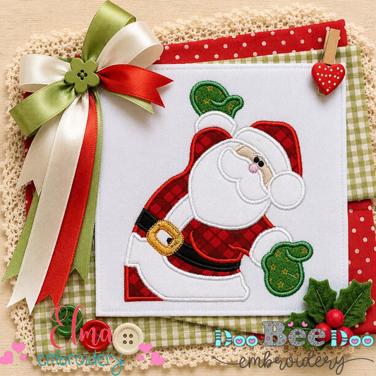 Waving Santa Claus - Appliqué - Machine Embroidery Design