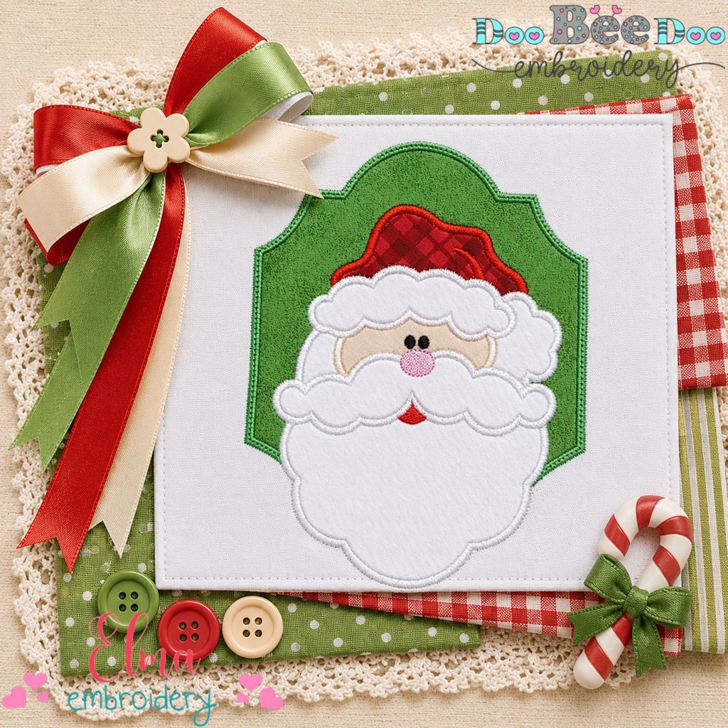 Jolly Santa Frame - Appliqué - Machine Embroidery Design
