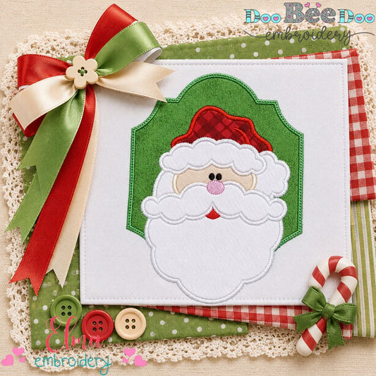 Jolly Santa Frame - Appliqué - Machine Embroidery Design